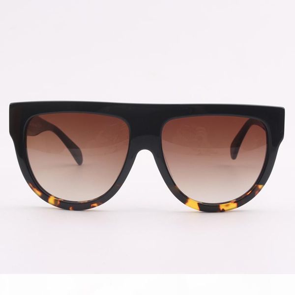 

men sunglasses fashion half leopard oversized frame flat sunglasses with brown gradient lens women sunglasses 41026, White;black
