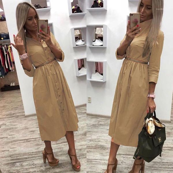 

sashes casual female clothing spring autumn womens designer shirt dress solid color lapel neck dress with, Black;gray