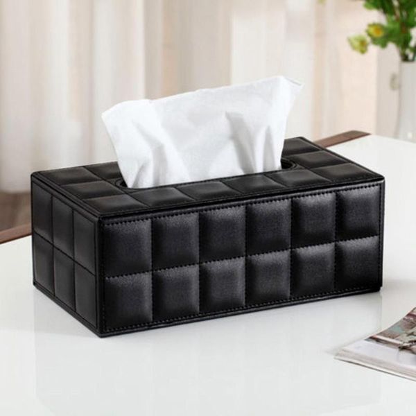 

faux leather rectangle modern paper holder tissue dispenser storage box napkin organizer car home office restaurant decor tool