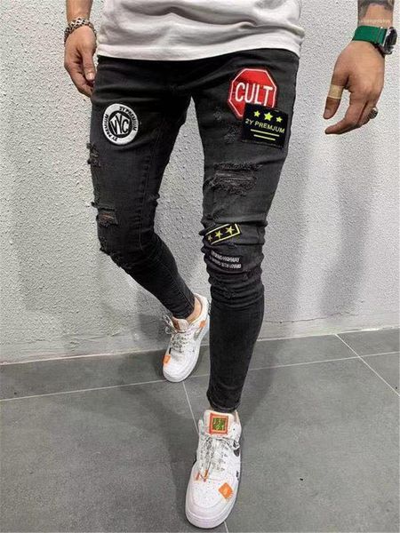 

pantalones high street stretch men designer jeans mens biker jeans new spring autumn hommes pencil pants, Blue