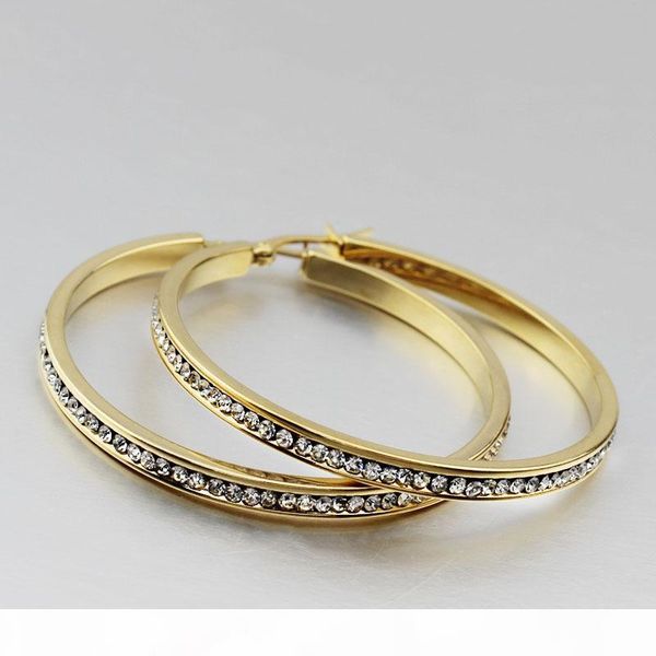 

Titanium Steel Crystal Diamante Gold Earrings Fashion Joyas Big Earring For Women Jewelry