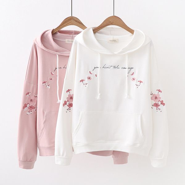 Crianças Hoodies Moletons Flor Rosa Branco Forma Cool ComfortBale Branco Laranja