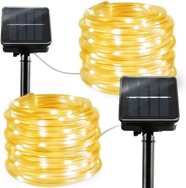 LED lâmpada solar string 10m 100leds usado na decoração ao ar livre jardim à prova d 'água tubo de tomada luzes iluminação de férias