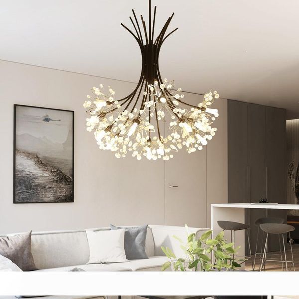 

nordic loft art crystal dandelion chandelier modern warm bedroom living room cafe g4 led hanging light fixtures ing