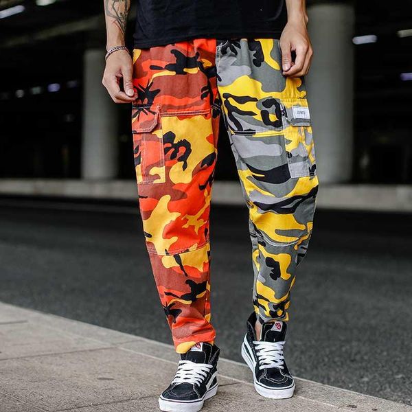 

Hip Hop Cargo Pant Men Patchwork Camo Joggers Streetwear Multi Pockets Sweatpants 2018 Loose Cotton Homme Skateboard Pants