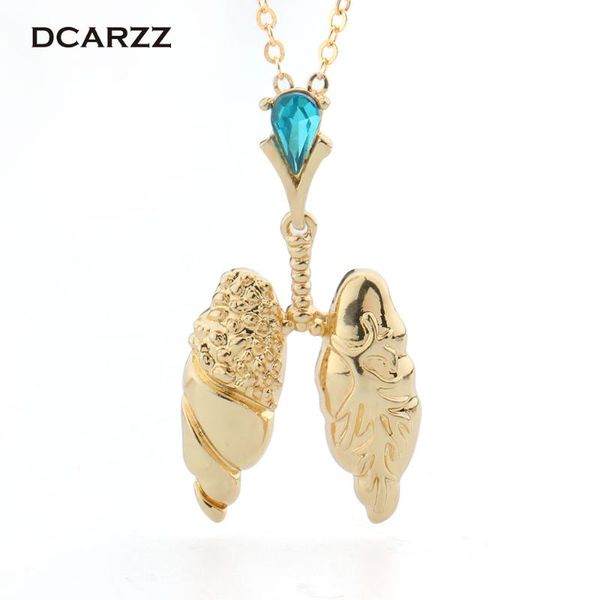 

gold colors lungs necklace with crystal pendant chemistry jewelry biology jewelry jewelry,gift for, Silver