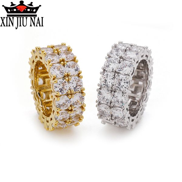 

luxury men's punk women's 18 k golden rhode ring anel wedding ring fashion jewelry party with zircon party cz, Golden;silver