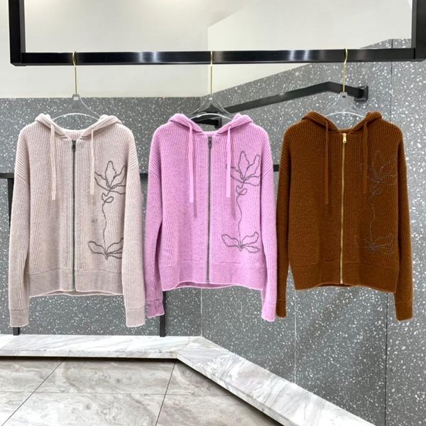 

2020 new ladies fashion long-sleeved casual knitted ribbed stitching hooded drawstring jacket 0730, Black;brown