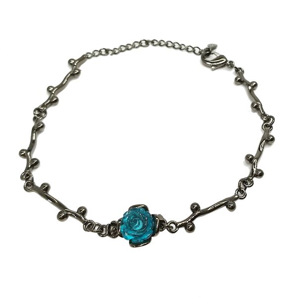 

thorns rose bracelet crystal flower black chain link bracelet for women jewelry korea style gift