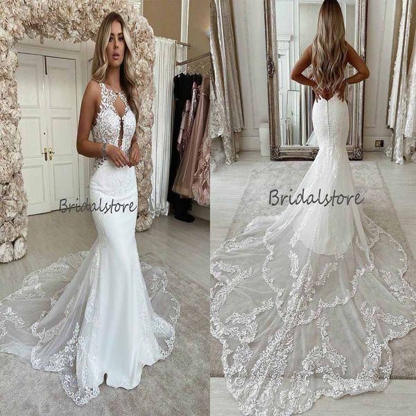 

african nigeria mermaid wedding dresses with lace train keyhole neck backless beach boho satin wedding dress 2020 plus size bridal gown, White
