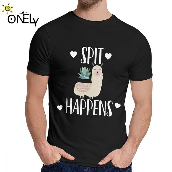 

custom spit happens llama t-shirt man new custom cotton clothes crewneck