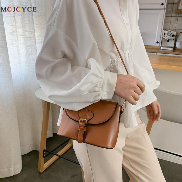 

retro women pu leather crossbody bag casual solid messenger shoulder bags