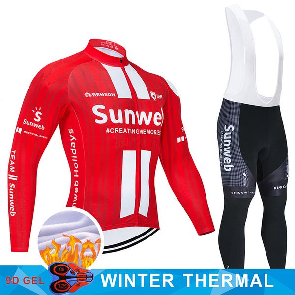 

2020 pro team sunweb winter cycling clothing pants set mtb jersey bicycle clothes ropa ciclismo thermal fleece mens cycling wear, Black;blue