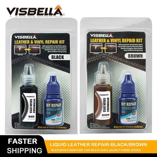 

visbella 2pcs жидкая кожа ремкомплект реставратор авто сиденья диванов отверстия царапины трещины рипы кожа кожа чистильщик ручной инструмен