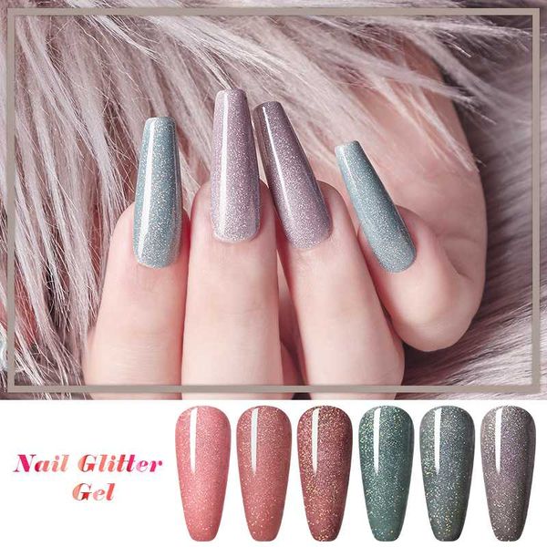 

nail gel four lily glitter uv polish autumn winter colors soak off lacquer shiny sequins manicure design varnishes, Red;pink