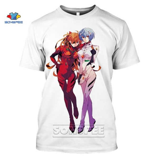 

evangelion genesis asuka anime white aesthetic 3d print shirts comics graphic humor men clothing