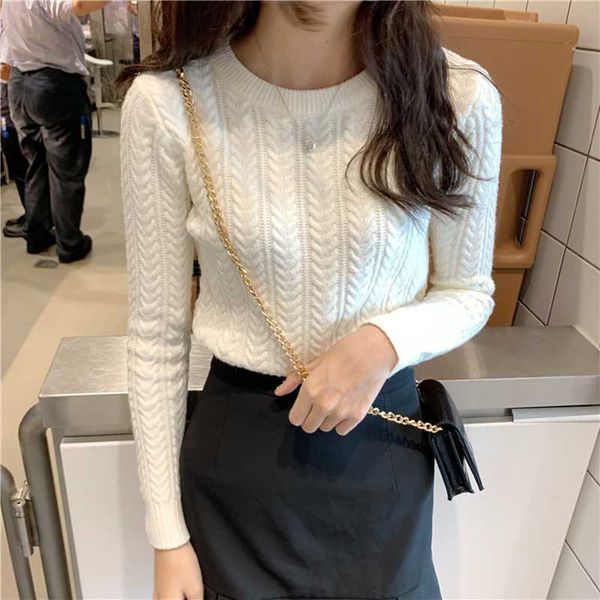 

women's sweaters 2021 winter knitting sweater pullovers women long sleeve 10 color knitted woman clothes female casual streetwear, White;black
