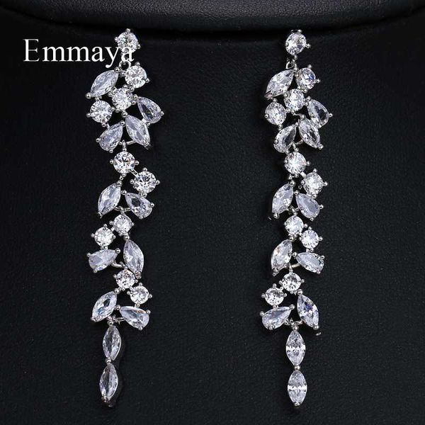 

dangle & chandelier emmaya arrival two color leaves female carbic zircon long earrings colorjewelry wedding active style gifts, Silver