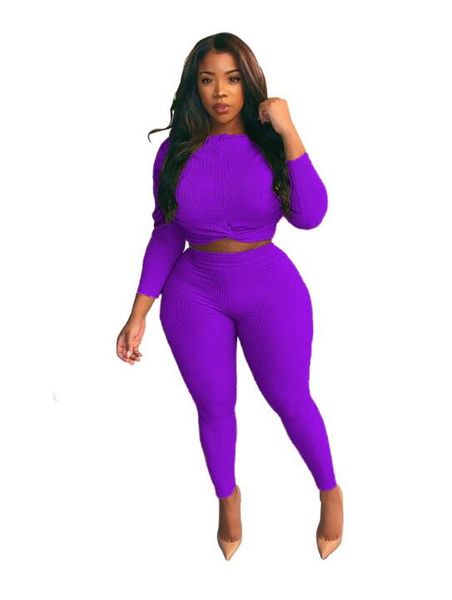 

women's set plus size l-4xl knitted long sleeve tee jogger sweatpant suit two piece set sport matching outfit, Gray