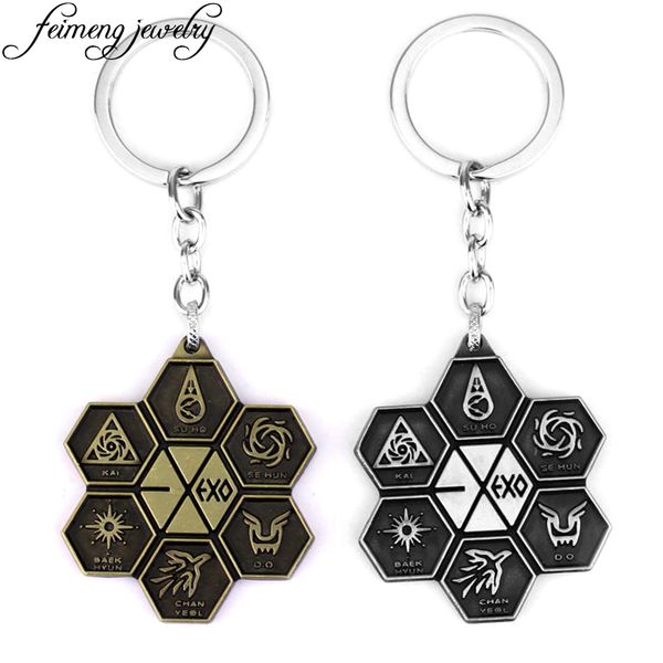 

popular korean international singers combination exo keychain ldol team symble logo keyring fashion car key chain for worshiper, Silver