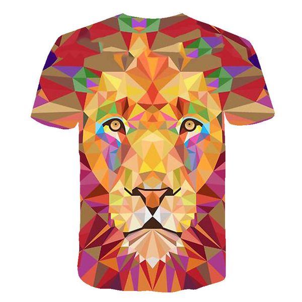 

men o collar ferocious tiger and lion short sleeved 3d print shirts funny plus size horror men clothing