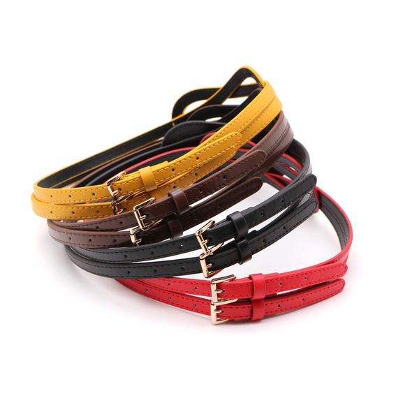 

fashion double buckle waist seal female dress accessories pu bow shape wide belt female thin belt women Â, Black;brown