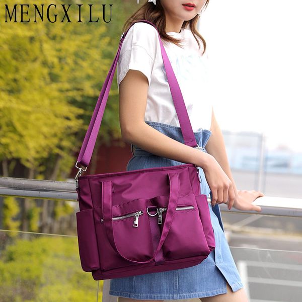 

mengxilu women's shoulder bag portable satchel nylon cloth crossbody bag casual tote female waterproof handbags bolsa feminia