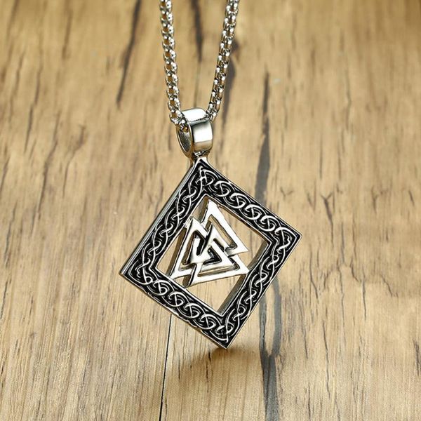 

stainless steel northern europe viking pendant necklace gothic knot viking vintage necklace jewelry gift for men women, Silver
