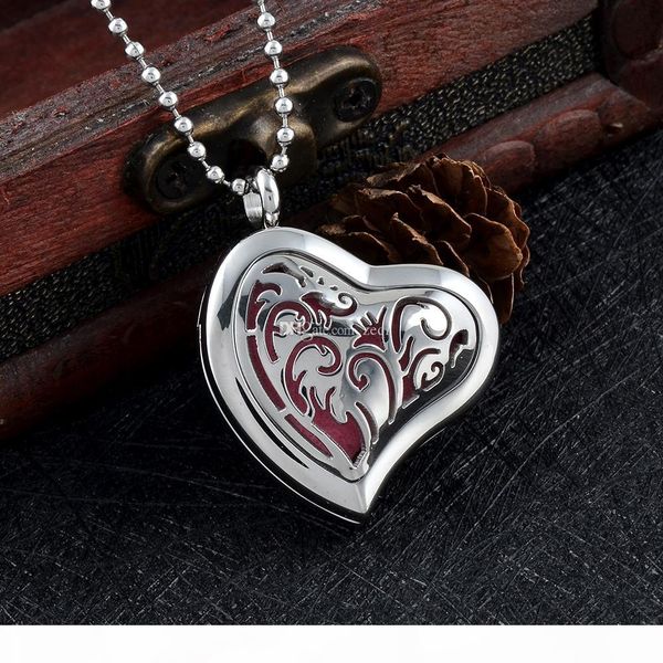 

ijpd0007 heart diffuser essential oil locket stainless steel car aromatherapy pendant necklace pads, Golden;silver