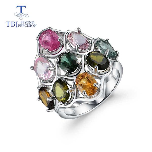 

multi-color tourmaline big rings 925 sterling silver with natural gemstone fine jewelry for woman anniversary or daily wear, Golden;silver