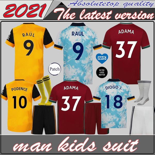 

дети комплект волки neves рауль третий трикотажные изделия футбола 2020-21 adama диого j. коуди neto podence doherty boly j.otto главная вда, Black;yellow