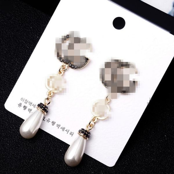 

s925 серебряная игла новые творческие набор стиль алмазов блестки популярные европейские и американские серьги жемчужные серьги кулон серьги, White