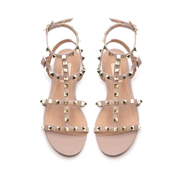 

women nude leather flats sandals ankle strap shoes, Black