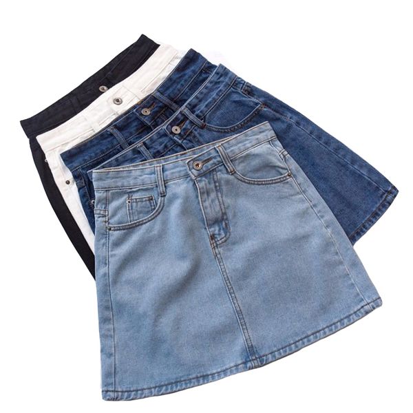 

skirts fashion korean spring summer women denim skirt high waist mini jeans plus size harajuku cotton girls black