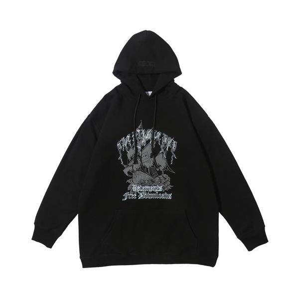 

vetements 2020ss pirate ship printed women men hoodies sweatshirts hiphop oversized men hoody hoodies pullover t200813, Black