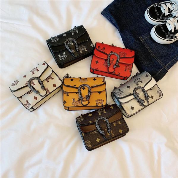 

Small bags girls Korean fashion princess one shoulder messenger bag western style snake head small square bag mini children accessories bag