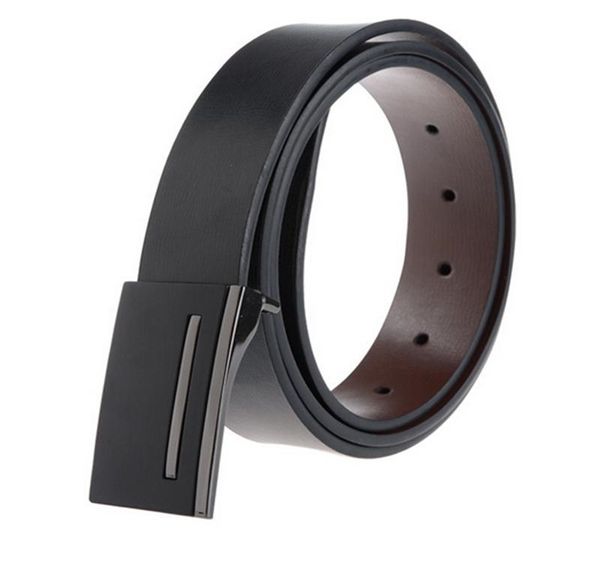 

2018 new male genuine leather belt men cowskin belt metal buckle starp simple formal suit trousers belt gift for men04, Black;brown