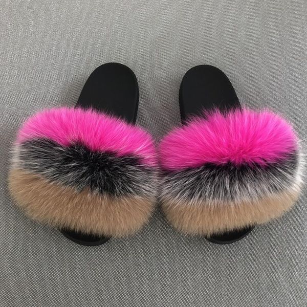 

fur slippers women slides indoor home house furry fluffy non-slip platform shoes outdoor sandals ladies size, Black