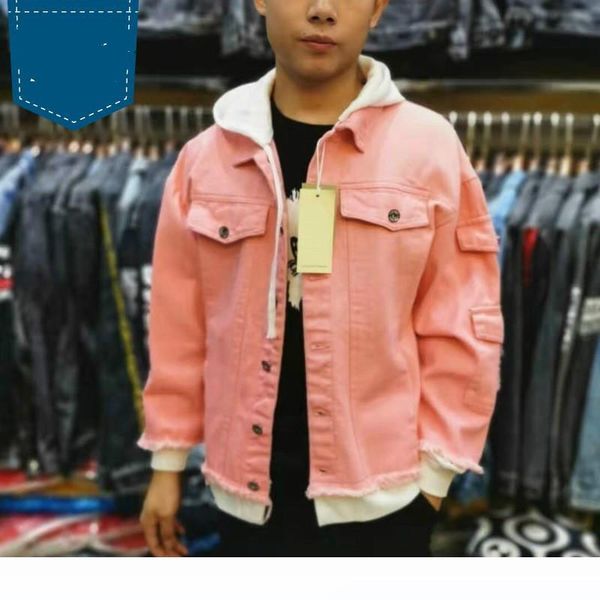 

high street denim coat men fashion printed hooded patchwork cowboy jacket spring autumn hip hop streetwear jacket oversize 4xl, Black;brown