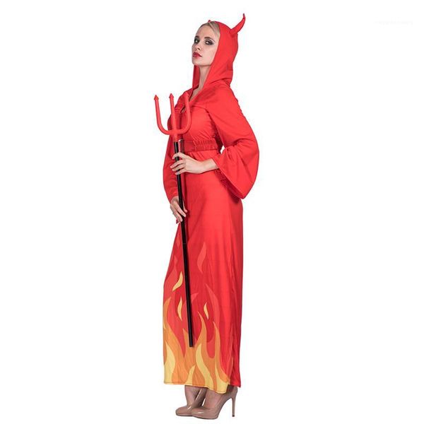 

lady devils cosplay clothes halloween and fancy dress party dress with horns theme costume designer flame, Black;red