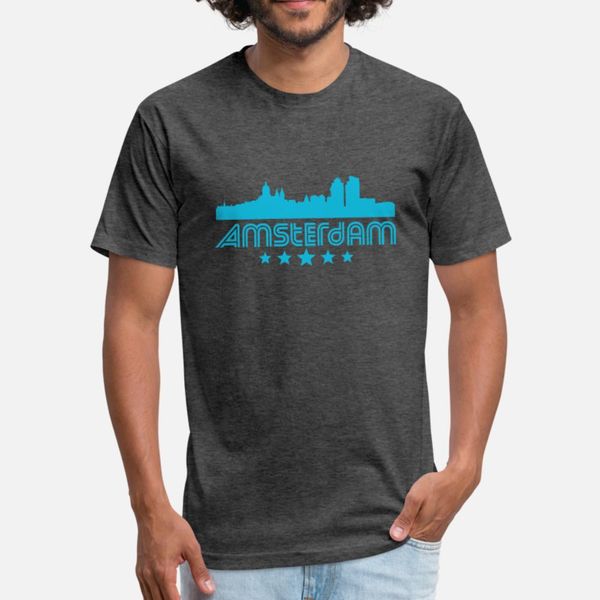 

retro amsterdam skyline t shirt men customize short sleeve s-3xl standard loose new fashion spring autumn leisure shirt