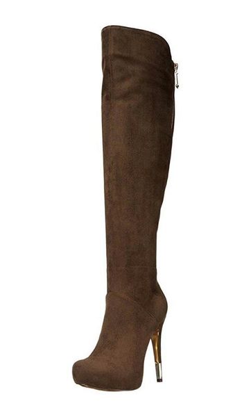 

stunning2020 платформа brown воды по колено высокой пятки зимы цвета matching сапоги женские, Black