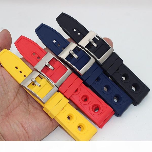 

new fashion strong flexibility rubber watchbands for superocean avenger watch strap men diver watch bands, Black;brown