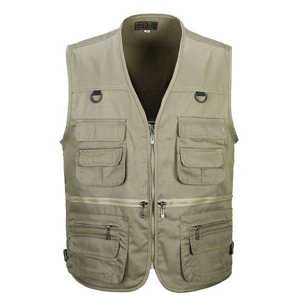 

men cotton multi pocket vest summer new male casual thin sleeveless jacket with many pockets mens pgrapher baggy waistcoat