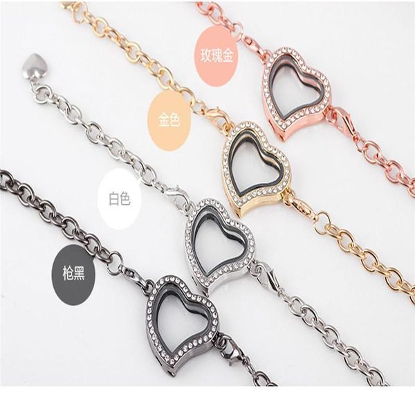 

wholesale- new fashion vogue magnetic crystal living memory locket bracelet for floating charms 4 color ing, Golden;silver