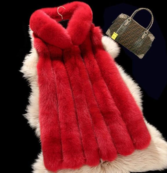 

women's fur & faux spring women hooded coat silver imitation vest plus size ladies, Black