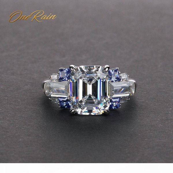 

onerain vintage 100% 925 sterling silver emerald citrine sapphire aquamarine gemstone wedding engagement couple ring jewelry ly191226, Slivery;golden