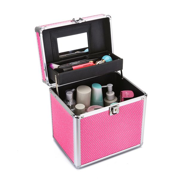 

cosmetic bags & cases lock key clasp bag portable large capacity manicure beauty storage box case waterproof onelayer makeup