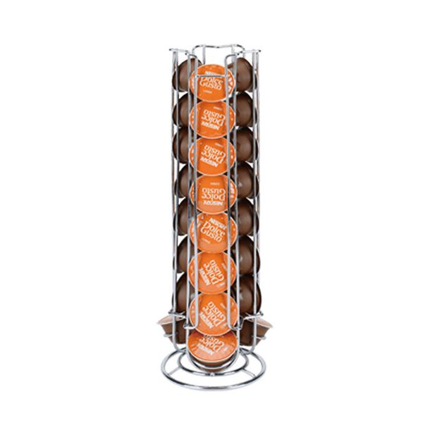 

iron chrome plating display capsule rack rotatable coffee pod holder stand storage shelves for 24pcs dolce gusto capsule