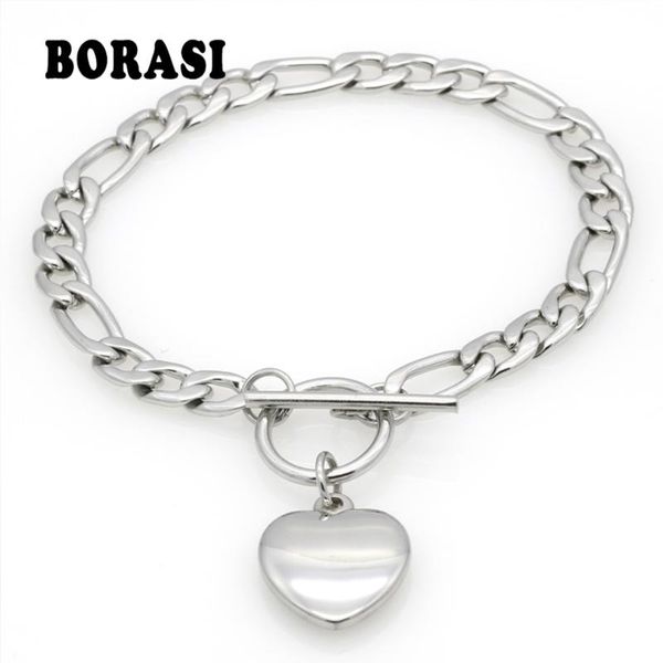 

new fashion heart bracelets bangles women big brand design charm jewelry stainless steel wedding christmas gift, Black